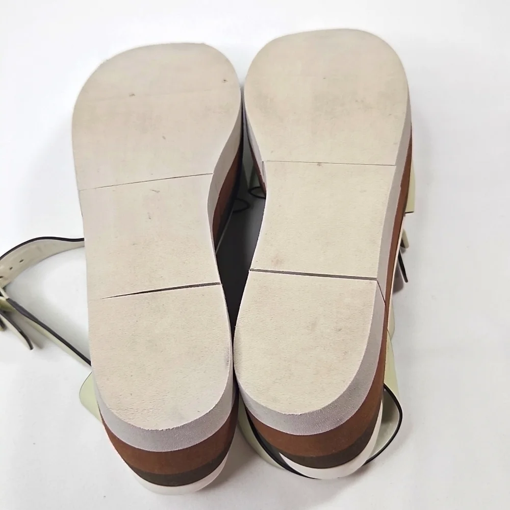 Naked Feet Cream and Brown Platform Sandals Sz 9.5